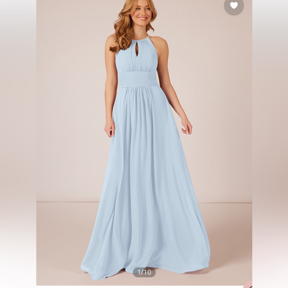 Azazie Bonnie bridesmaid dress in Mist. Bust- 33in. Waist- 28 in. Height 63in